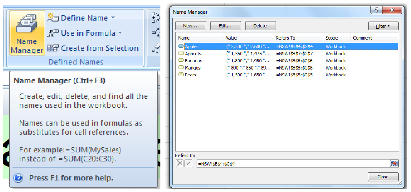 Excel Course 307 - the naming manager