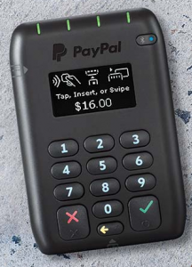 Paypal Here - accept credit card payments quickly on the go via mobile with no monthly fees and low merchant fees of 1.95%