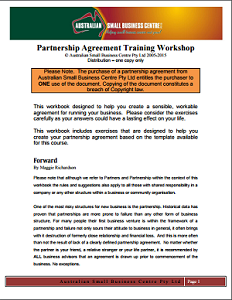 Business Partnership agreement template from Australian small business centre and courses - small