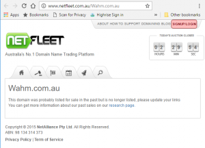 Netfleet and domain name sales WAHM domain name no longer sold here