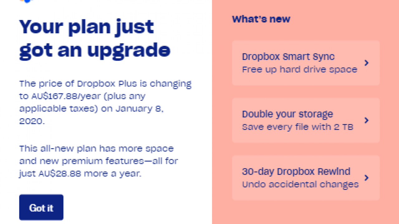 dropbox plus price increase