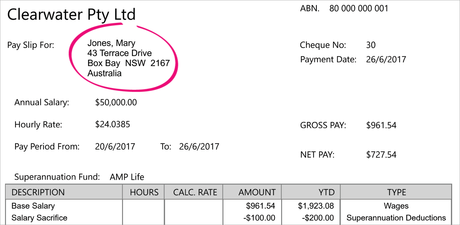 Payslip template australia