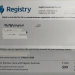 Business name registration and renewals misleading mail out NOT ASIC and twice the price